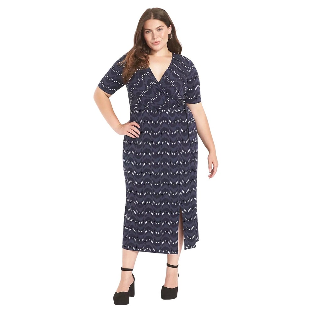 Lane Bryant Women's Perfect Sleeve‎ Belted Midi Dress Size 14/16